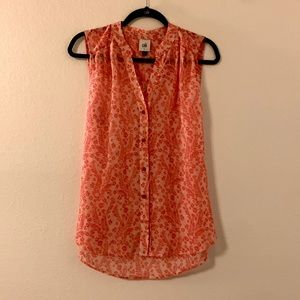 CAbi POPPY TOP #5914 SIZE LARGE in ORANGE FLORAL